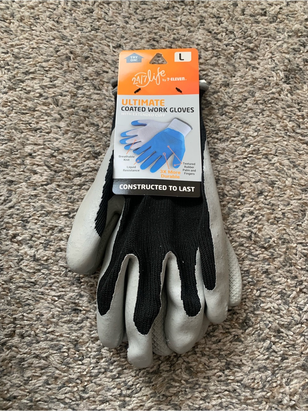Ultimate Coated Work Gloves - Black and Gray (Large)